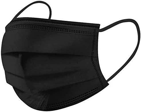 (200 Masks) ZAP Disposable Face Mask 3-Ply Black Facial Cover Masks with Ear Loop, Breathable Non-Woven Mouth Cover for Personal use, Suitable for Home, Office, Outdoor (50 pieces per pack - 4 Pack)