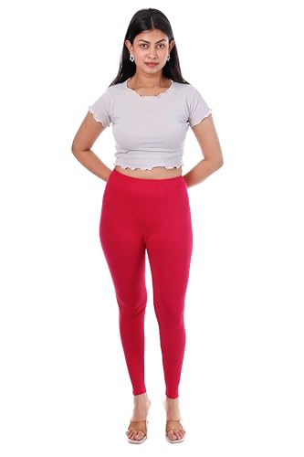 Image of TPF Women Solid Cotton Lycra Stretchable Leggings | Comfortable Ankle-Length Slim Fit Leggings for Women & Girls | Soft, Breathable Wear Bottoms