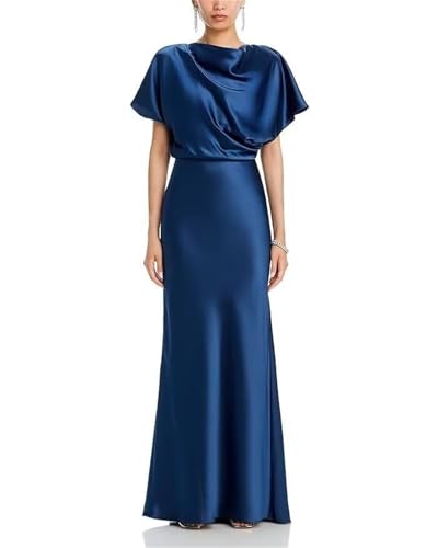 Crew Neck Mother of The Bride Dresses for Wedding Mermaid Cap Sleeve Satin Formal Evening Party Gowns2