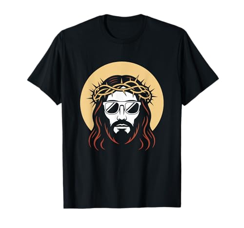 Modern Stylized Jesus Portrait with Crown of Thorns T-Shirt
