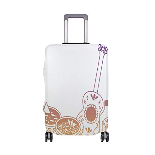 SUHETI Cubierta de Protector Equipaje con Cremallera,Ombre Effect Design Outline Bottiglia di cibo tradizionale a Tema messicano e Chitarra,Funda Maleta Suave elástico de Anti-Polvo?S 18-20 in?