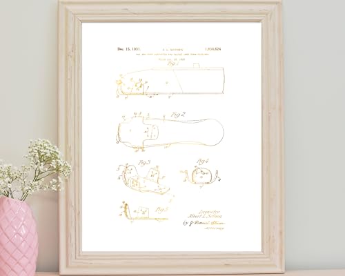 Ballet Slipper Gold Foil Patent Illustration. 7 Foil Colours. Ballet Shoe. Ballerina Dancer. Vintage3