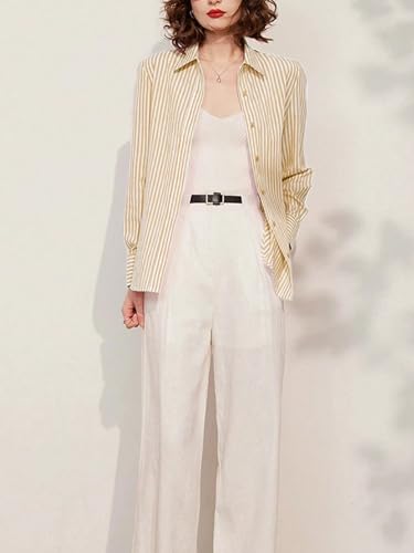 Image of Women Shirt||Women Relaxed Fit Vertical Striped Spread Collar Cotton Casual Shirt (S-12-19)
