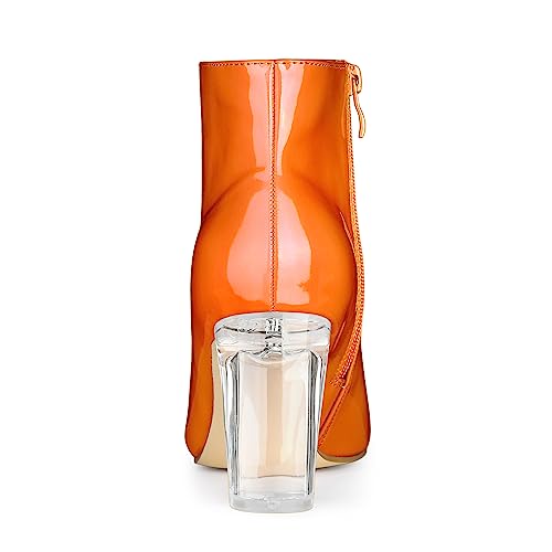 Allegra K Women's Clear Heel Pointed Toe Chunky Heels Ankle Boots4