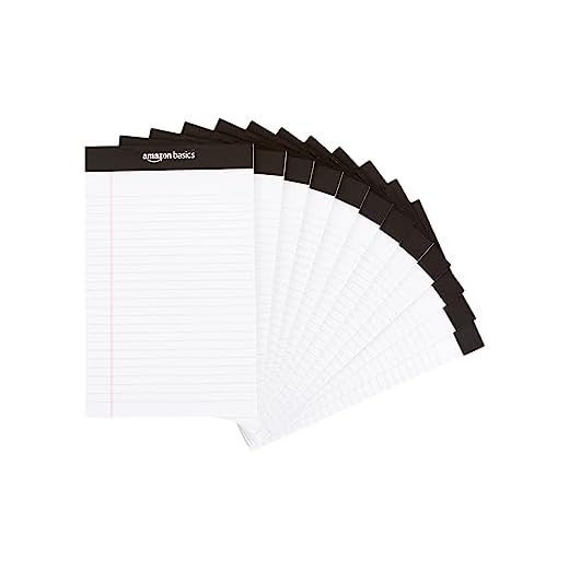 Amazon Basics Narrow Ruled 5 x 8-Inch Writing Pad - White (50 Sheet Paper Pads, 12 pack)
