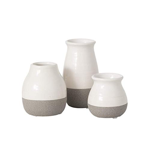 Sullivans Ceramic Vase Set- 3 Small Vases, Rustic Home DÃ©cor, Modern Farmhouses; Ideal Shelf DÃ©cor, Table DÃ©cor, Bookshelf, Mantle, Entryway- Gray and White (DOT204)
