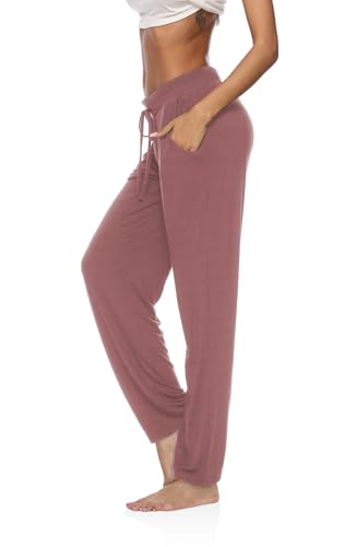 Womens Wide Leg Yoga Sweatpants Comfy Lounge Drawstring Loose Straight Leg Running Workout Pants with Pockets Cameo S
