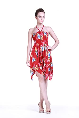 Image of Matchable Family Hawaiian Luau Men Women Girl Boy Clothes in Hibiscus Red