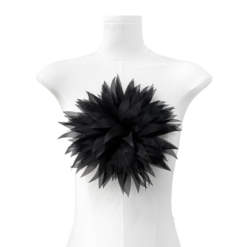 WANYI Stoffblumen zum Aufnähen Ansteckblume Damen 23cm Tüllblumen zum Aufnähen Chrysantheme Applique Applikation für DIY Basteln Kleidung...