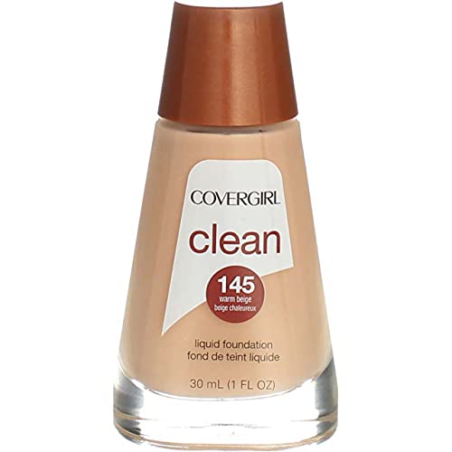 COVERGIRL Clean Liquid Makeup for Normal Skin, 145 Warm Beige, 1 Fl Oz (Pack of 2)