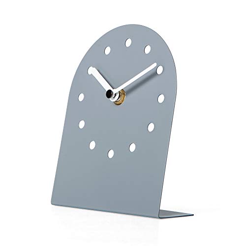NIKKY HOME Tischuhr aus Silent Iron EIN Stück Kein Ticken für Wohnzimmer Schlafzimmer Hauptdekoration 12 x 15 x 5 cm Grau