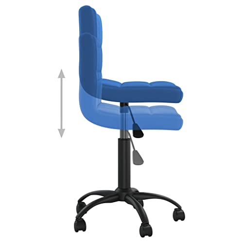 Chaise pivotante de bureau en velours bleu à roulettes réglable - 7