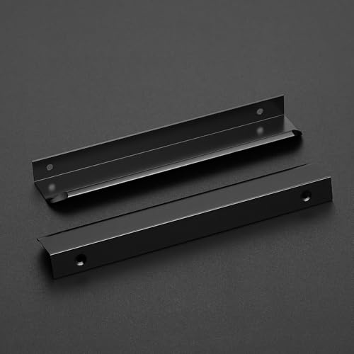 Image of Matte Black Cabinet Handles Finger Edge Pulls 7.8 Inch CC 20 Pack