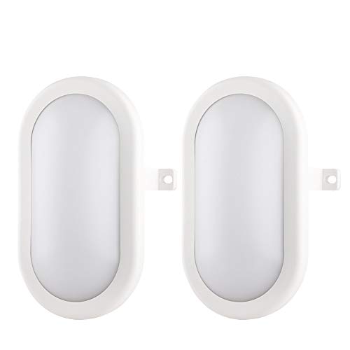 10W LED-Außenleuchte Wandleuchte Außenwandleuchte mit 18 LEDs Ovalleuchte 4000K Naturlweiß IP54 wasserdicht für Garten Terrasse Garage Flur Keller Wintergarten warmweiß - 2 Stück Cover
