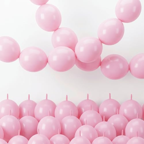 Image of Pastel Pink Linking Balloons, 60PCS 6 Inch Small Baby Pink Link Balloons for Making Balloon Wall Heart Arch, Quick Linked Balloon for Girls Wedding Birthday Baby Shower Valentine's Party Decorations