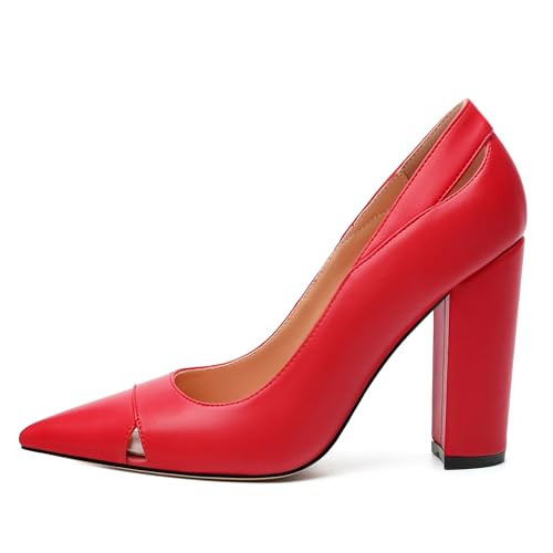 Women's Pumps, Pointed Toe High Heels Shoes for Women, Fashion Classic Pointed Toe High Chunky Heel Dress Pump Shoes2