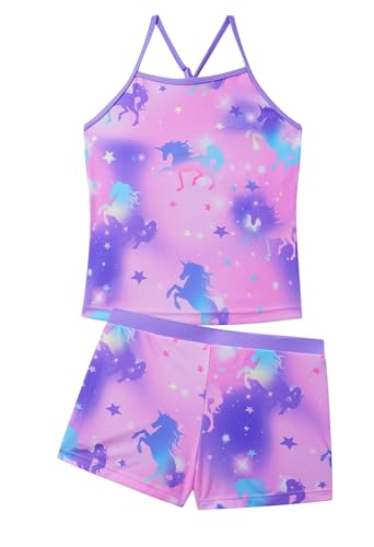 Image of Akokvlar Girls Two Piece Bathing Suit Swimsuit Tankini Swimwear with Boyshort