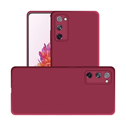 Image of Case Creation Liquid TPU Silicone Cover for Samsung S20 FE 5G Soft Case,Anti-Dirty Slim Case Matte Candy TPU Raised Bezel (Splash of Color) Back Case Cover for Samsung Galaxy S20 FE 5G - Glamour Red