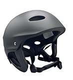 Side On Pro Wassersport Helm, Schwarz, Verstellbar für Wakeboard, Kajak, Windsurf, Kite Surf - mit Belüftungsöffnungen (Größe M - Kopfumfang 54–60 cm)