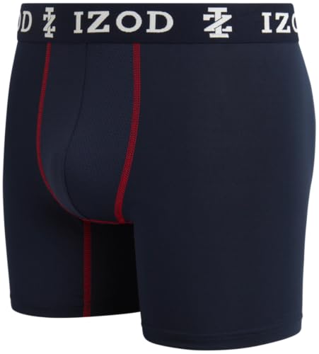 IZOD Men's Boxer Briefs - 6 Pack Comfort Stretch Soft Performance Men's Underwear - Breathable Sport Boxers for Men (S-XL4