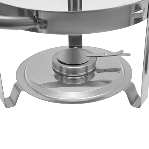 HuKaiL 5L Edelstahl Warmhaltebehälter, Rund Speisewärmer Chafing Dish mit Stützfüße und Topflappen, Warmhaltegerät Buffetwärmer für Cafeterias, Hotel, Schulkantinen, Bankette, 34*34*22.5cm, Silber – Bild 7
