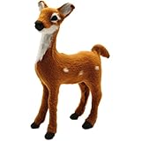 Wiywef Cute Simulation Deer Mini Deer Easter Decorations for Home Cute Plush Lying Deer Figurines for Interior Kawaii Room Decor