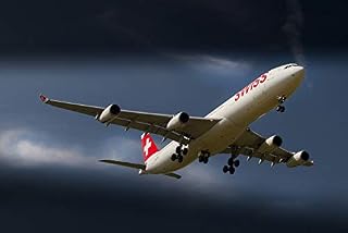 Home Comforts Airport Zurich Jet Aircraft Airbus A340 Airbus-20 Inch By 30 Inch Laminated Poster With Bright Colors And Vivid Imagery-Fits Perfectly In Many Attractive Frames