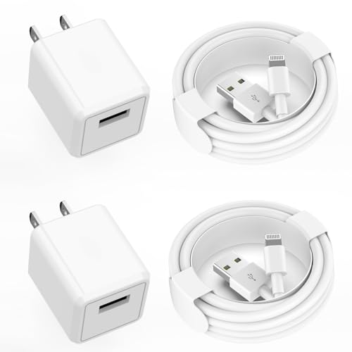 Image of Charging for iPhone Charger [Apple MFi Certified] 2Pack Lightning Cable Data Sync Charging Cord with USB A Wall Charger Block Travel Plug for iPhone 14 /13 /12 Mini /11 Pro Max /10 /XS /XR /X /8 /SE2022,iPad