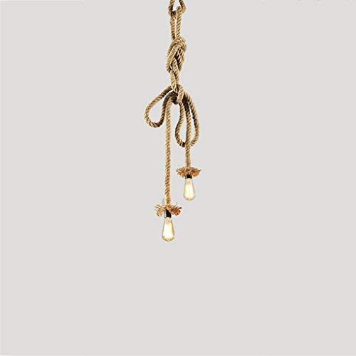 Lustre en corde de chanvre suspension vintage réglable pour îlot cuisine