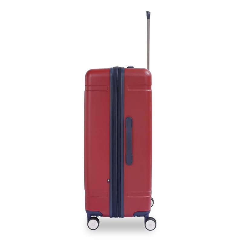 Image of Tommy Hilfiger Millennia Large Hard Luggage - Red |Check-in Trolley Bag with TSA Lock | 360 Spinner Double Wheels | Telescopic Handle | Polycarbonate Hardshell Suitcase | 89L Capacity | 78cm