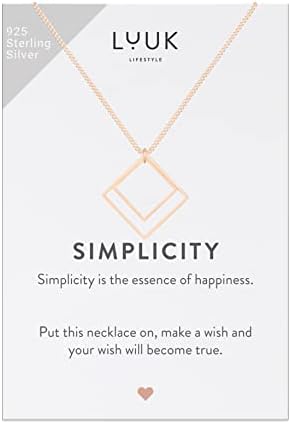 LUUK LIFESTYLE 925 Sterling Silver Necklaces with Lucky Charm, Simplicity Gift Card, pendent, Women's Jewelry, Daily wear, Durable and Hypoallergenic Metal, Summer Trend, Silver, Gold, rosé