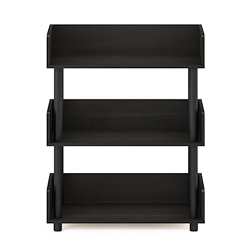 Image of Furinno TURN-N-TUBE Display Shelf, 3-Tier Storage Shelves with Side Panels, Open Shelves Book Shelf with Rounded Corner Top Edges, for Organization and Storage, Living Room, Home Office, Espresso