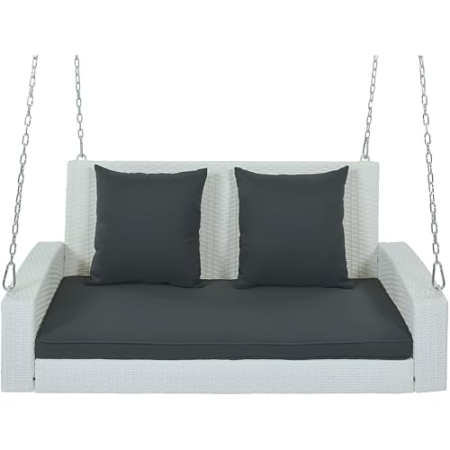 Image of Patio Swing for Balcony Without Stand | Weather Resistant Rattan & Wicker Hammock Swing Double Seater | Outdoor Hanging Jhula for Adults