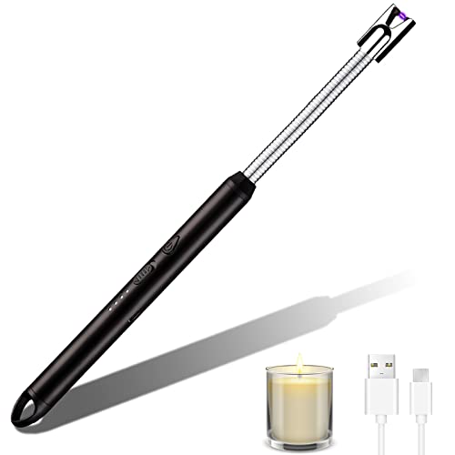 Briquet Électrique,USB Rechargeable Briquet Électrique Arc,Briquets pour Bougie Longue Portée pour Barbecue,Cuisine,Cuisinière et Camping en Excursions (Le Noir)
