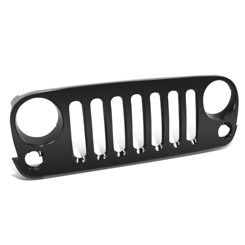 DNA MOTORING OE Style Black Vertical Painted Finish Grille Grill CH1200313 Compatible with 07-17 Jeep Wrangler 18 JK Black OEM-GR-CH1200313
