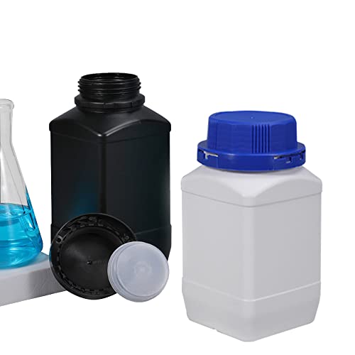 Lxoraziy 6 Pieces 500ml Wide-neck Bottles with Screw Caps, Chemicals Bottle, Laboratory Bottle with Lid Can Be Used As A Storage Container, for Lab Kitchen or Domestic Use (White)