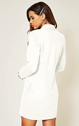 Image of UNIQUE 21 Women Luxe Stain Breasted Asymmetric Blazer Dress - Ladies Elegant Casual Work Office Events Blazer Dresses
