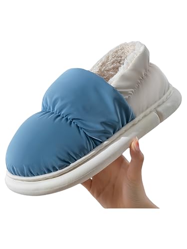 Women Men Winter Slippers Fuzzy Shoes Warm House Slipper Waterproof Cozy Lined Sherpa Non-Slip Indoor Outdoor Soft Foam Sole Home