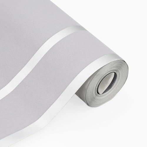 CeyKvo Papier peint intissé 3D en fausse peau de cerf - Papier peint mural décoratif pour salon et chambre à coucher - 0,53 x 9,5 m - Gris argenté