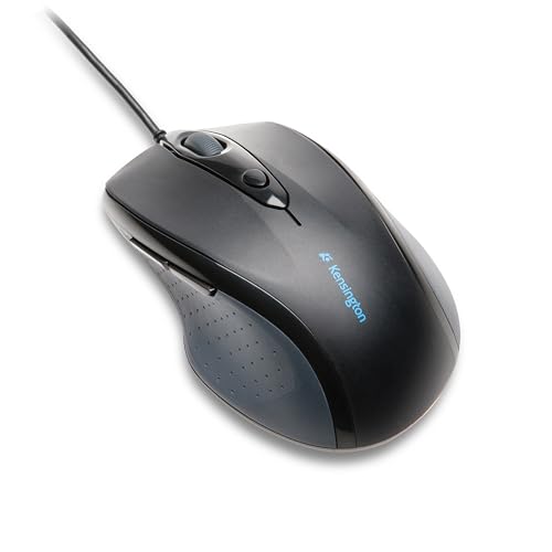 Kensington kabelgebundene ergonomische Full-Size-Maus, Pro Fit Computermaus mit Kabel für Laptop, Desktop und Gaming, USB 3.0 Verbindung und Scrollrad, Für PC, Mac, Chromebook, Schwarz, K72369EU