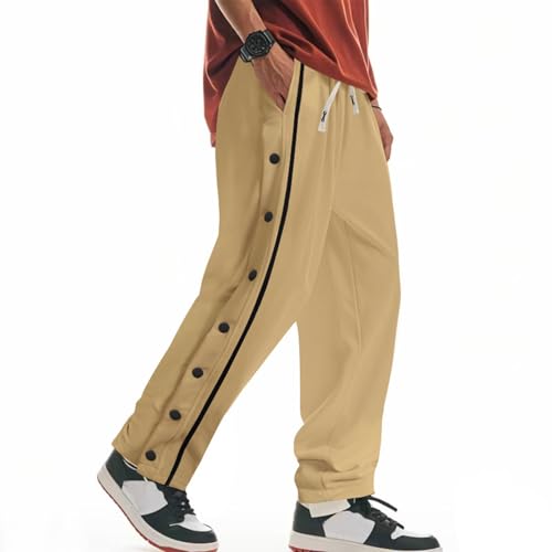 WENKOMG1 Mens Sweatpants, Wide Leg Open Bottom Athletic Workout Basketball Sweatpants with Pockets, M-3XL