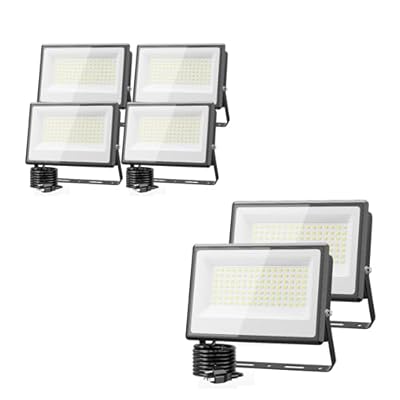 Olafus 100W LED Flood Light Outdoor, 9000lm LED Work Light with Plug, IP66 Waterproof Exterior Security Lights, 6500K Daylight White Outside Floodlights for Playground Yard Stadium Lawn 6 Pack