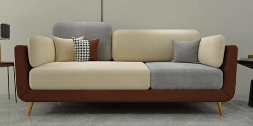 Image of Stylish & Modern Heavy Duty & Luxurious Traditional 3 Seater Sofa Chesterfield Sofa Arm Sofa Three Seater Sofa for Living Room Guest Room Hotels & Office. (Brown & Beige)