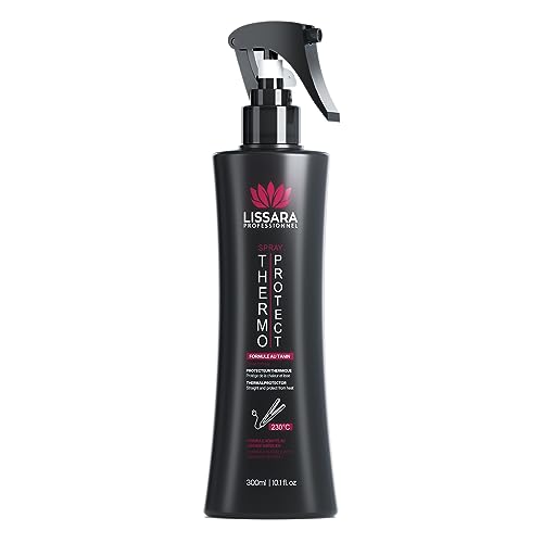 Thermo Protect Lissara Spray con colágeno y tanino proteico - Cuidado del cabello protector contra el calor 230 ° C - Repara y da brillo sin enjuague - Plancha de pelo y alisado brasileño - 300ml