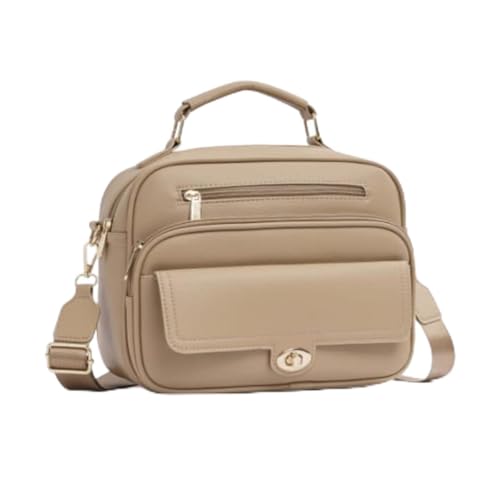 Bolsa Transversal Feminina Casual com Alça Lateral Múltiplos Compartimentos Estilo Tiracolo (CAQUI)