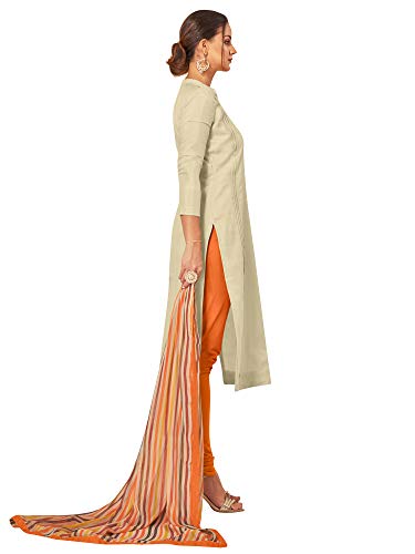 Image of AKHILAM Women's Chanderi Cotton Embroidered Unstitched Salwar Suit Material(Red 32DMK80 Parent)