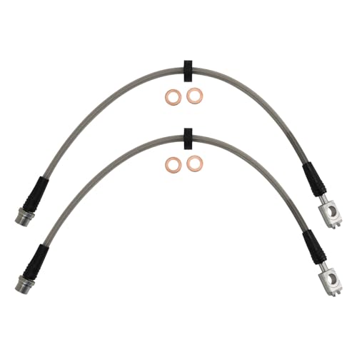 Image of TRQ Front Performance Brake Hose Set Compatible with 1998-2010 Volkswagen Beetle 1999-2006 Golf 1999-2005 Jetta