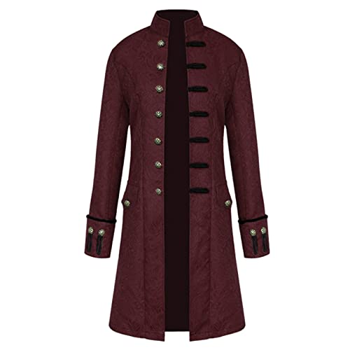Manteau steampunk pour homme - Veste gothique pour homme - Grandes tailles - Trench classique médiéval - Broderie victorienne - Jupe de marche élégante -...
