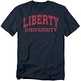 Liberty University Block University Font Unisex Adult T Shirt, Navy, X-Large