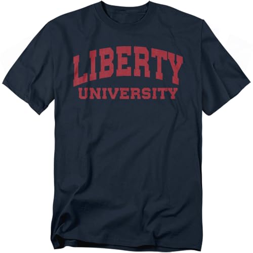 Liberty University Block University Font Unisex Adult T Shirt, Navy, XL